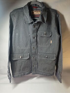Iron & Resin Haymaker Hickory Stripe Denim Chore Work Jacket